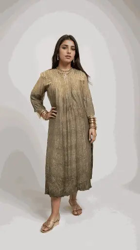 BEIGE OMBRE KURTA